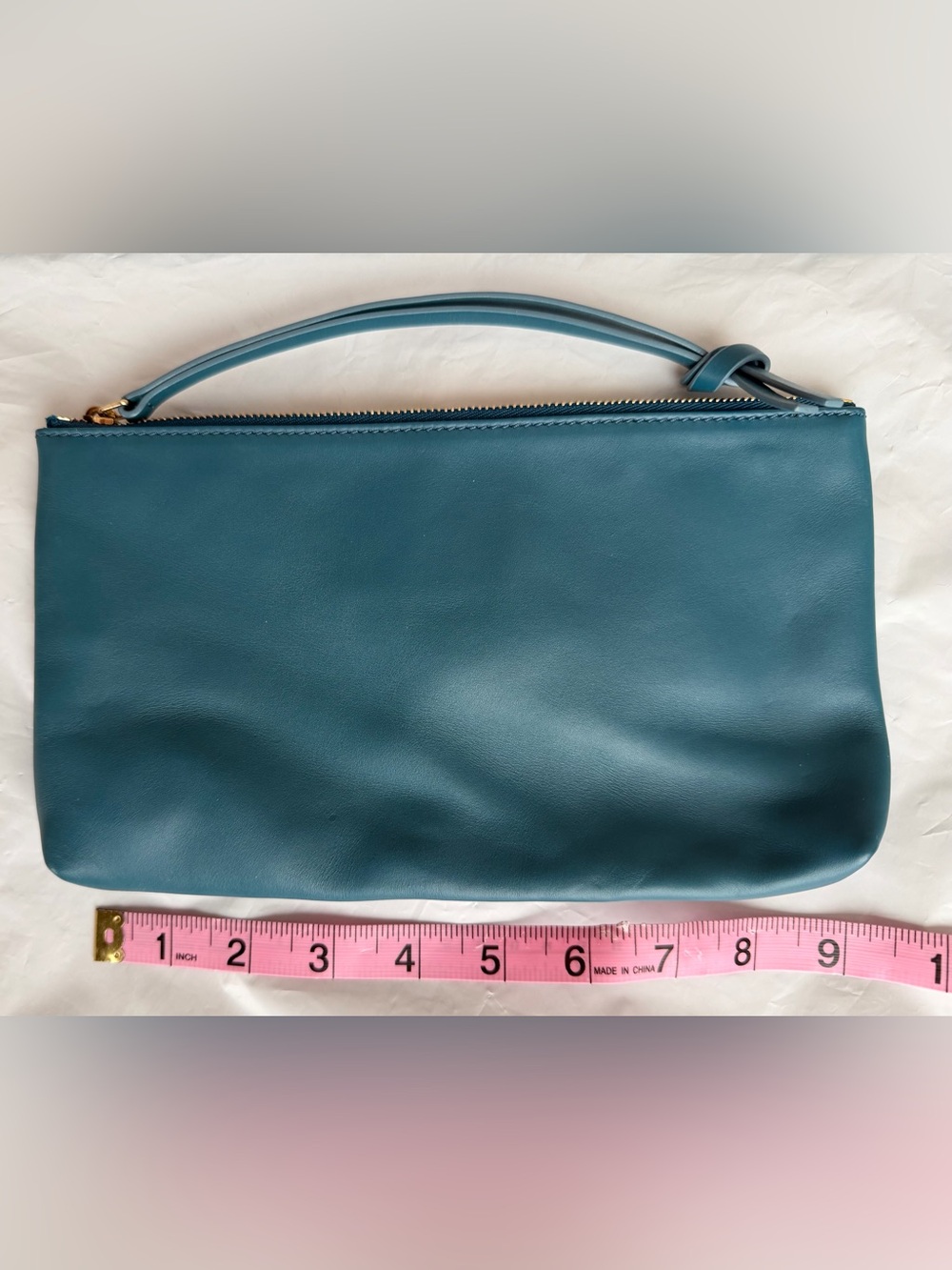 LOFT Teal Leather Wristlet Clutch